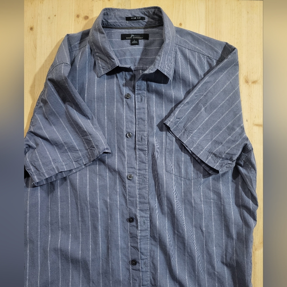 Marc Anthony Blue Casual Button Down Shirt